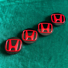 Set of 4 Wheel Center Caps Black with Red Logo 2.5 in for Honda Accord 2018-2022 picture