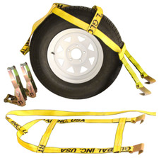 Yellow Demco Tow Dolly Adjustable Basket Straps w/ Flat Hooks & Heavy Duty Ratch picture