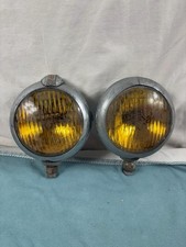 Pair Vintage Unity H1 Amber Glass Fog Lamps Driving Lights 1940s Rat Hot Rod OE picture