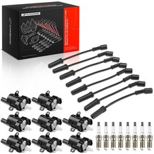 A-Premium 8x Ignition Coils & 8x Iridium Spark Plugs & 8x Wires for Chevy GMC picture