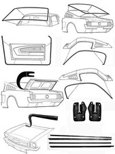 New 1967 - 1968  MUSTANG Fastback Deluxe Weatherstrip Seal Kit Windshield Roof picture