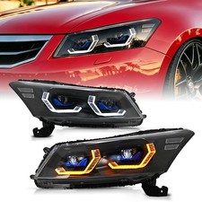 Pair FULL LED Headlights For 2008-2012 Honda Accord Startup Animation DRL Lamp picture