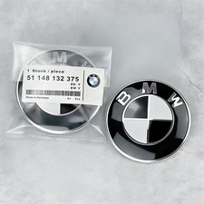 2PCS Hood (82mm)+Rear (74mm) Trunk Badge Emblem USA White Black for bmw⭐ picture