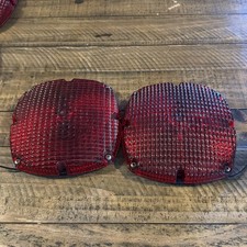 2-NOS OEM CATS-EYE 650 Light Assembly 7” RED WAFFLE LENS BUS RAT ROD SEMI NEW picture