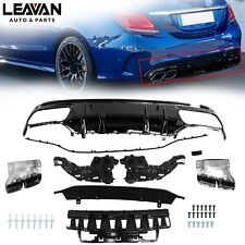 For Mercedes Benz 15-20 W205 AMG Rear Bumper C63 Style Rear Diffuser Exhaust Tip picture