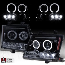 Black Smoke Fit 2005-2015 Xterra LED Halo Projector Headlights Lamps Pair 05-12 picture
