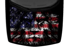 Abstract Lion Head Colorful Hood Truck Wrap Vinyl Car Graphic Decal USA Flag  picture