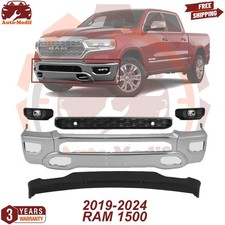 Front Bumper Face Bar Chrome & Fog Lights Assembly Kit For 2019-2024 RAM 1500 picture