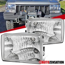 Fit 1993-1998 Jeep Grand Cherokee Headlights Lamps Assembly Left+Right 93-98 picture