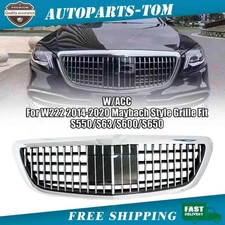 For 2014-20 Mercedes S-Class W222 MayBach Style ABS Front Chrome Grille w/acc picture
