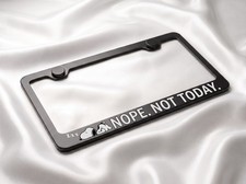 Nope. Not Today. License Plate Frame Black Metal - Sleepy Snoopy Tired Annoyed picture