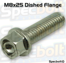 25 PACK SPECBOLT METRIC NICKEL PLATED DISHED REDUCED HEAD FLANGE BOLTS M8x25 picture