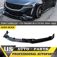 For 2020-2024 Cadillac CT5 Gloss Black ABS Front Bumper Lip Splitter Chin 3PCS picture