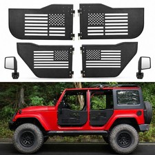 4x Steel Tube Half Tubular Doors w/ Mirror For Jeep Wrangler JK 4 Door 2007-2018 picture