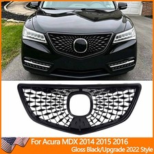 For 2014 2015 2016 Acura MDX Front Bumper Grille Gloss Black Upgrade 2022 Style picture