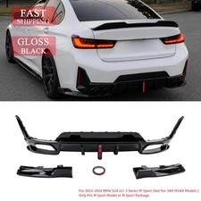 LED Rear Bumper Diffuser For BMW G20 LCI 3 Series 2023-2026 M Sport Gloss Black picture