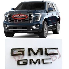 New 2025-2027 Yukon AT4 Elevation XL Chrome Black Grille & Rear GMC Emblems Kit picture