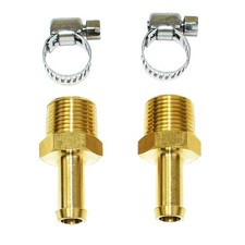3/8 NPT to 3/8 Hose Fuel Line Fitting with Hose Clamps Brass Adapter Connector picture