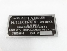 DATA PLATE VINTAGE FOR HARRY MILLER ENGINE WORKS USA #V259-7 @GLB picture