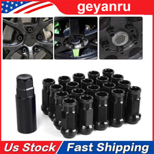 MUTEKI SR48 Black 12X1.5 48MM Extended Open Ended 20 Pcs Lug Nuts Set Cone Seat picture