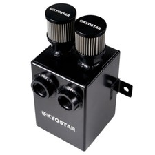 Black Oil Catch Can Reservoir Tank 2 Port Dual Breather Filter Kit 2L 2X12AN New picture
