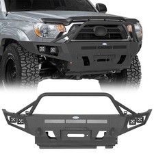 For 2012-2015 Toyota Tacoma Front Bumper w/Winch Plate & Skid Plate & LED Lights picture