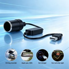USB Male to 12V Cigarette Lighter Female Socket Adapter, Portable Power Supply picture