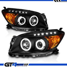 For 2006-2008 Toyota Rav4 Dual LED Halo Projector Black Headlights LH+RH Pair picture