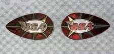 VINTAGE OEM BSA STARBURST PEAR TANK BADGES J FRAY LTD PAIR 68-8186 68-8187 NICE picture