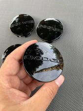 DODGE 4X GLOSSY BLACK 63 mm/2.48 in Center Caps - Fits Most Models picture