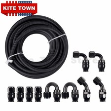 8AN PTFE Fuel Line Kit E85 Black Nylon Braided Safe Hose For 10FT/12FT/20/30FT picture