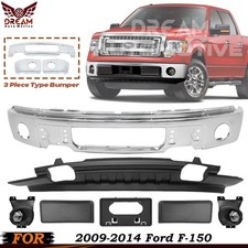 Front Bumper Chrome Steel & Fog Lights Assembly Kit For 2009-2014 Ford F-150 picture