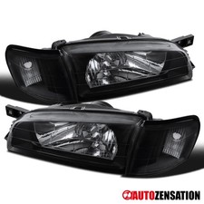 Fit 1995-2001 Subaru Impreza Black Headlights+Corner Signal Lamps Pair 95-01 picture