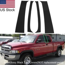 For 1994-2001 Dodge Ram 4pcs Glossy Black Pillar Posts Door Window Covers Trim picture