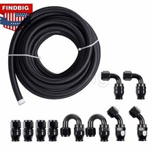 8AN PTFE Fuel Line Kit E85 Black Nylon Braided Safe Hose For 10FT/12FT/20/30FT picture