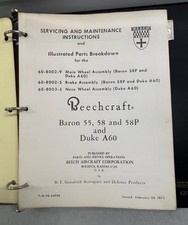 Beechcraft 55-58-A60 Wheel , Brake, Nose Maintenance Manual Illust. Parts Origi. picture