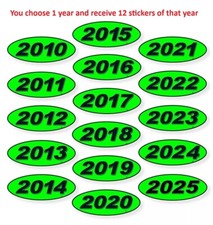 Windshield Oval Model Year Vinyl Stickers Black & Green - one dozen of same year picture