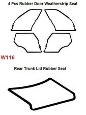 4 x Door + 1 x Trunk Rubber Weatherstrip Seal Set 5 Pieces Mercedes Benz W116 picture