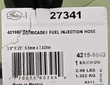 NEW Gates 27341 Barricade Fuel Injection Hose-25' Length, Inner Diameter 3/8