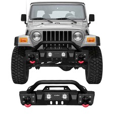 VISIDA Fits 1997-2006 Jeep Wrangler TJ Front Bumper with Winch Plate &LED Lights picture