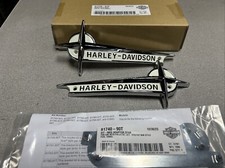 Harley- Davidson  OEM 61776-61T 1961-1962 FL GAS TANK NAMEPLATES WITH HARDWARE picture
