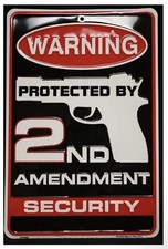 2nd Amendment Tin Sign Protected Warning Metal Sign For Home , Garage , Man Cave picture