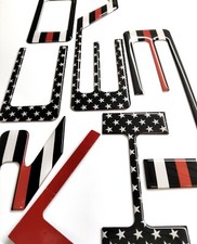3D US RED LINE FLAG DOMED TAILGATE LETTERS FITS SILVERAD 2019-2026 US MADE picture
