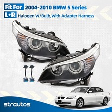 For 2004-2010 04-07 08-10 BMW 5-Series E60 E61 Headlight Halogen W/Bulbs Pair picture