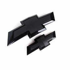 Fit 2015-2020 Chevrolet Tahoe Suburban All Black Bowtie Emblems Front & Rear picture