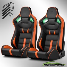 [Noen Racer Series]Black+Orange Reclinable PVC Univeral Racing Seats Pair picture