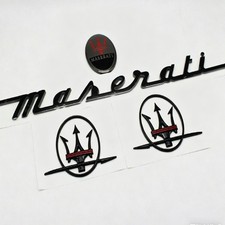 4X Gloss Black Red Front Bumper RH&LH Side trunk  Emblem Badge Set For Maserati picture