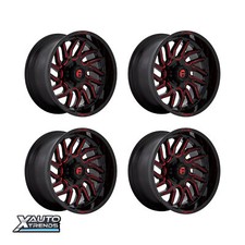 Fuel D808 Hurricane Gloss Black Milled Red Tint 20X10 6X139.7 -18mm Set 4 picture