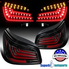 Fit 2008-2010 BMW E60 08-10 5-Series Shiny Black LED Bar Tail Brake Lights Lamps picture