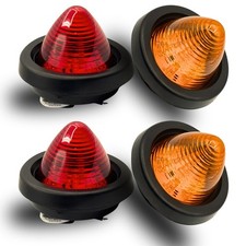 2 Inch Amber/Red Beehive 9 LED Trailer Marker Light DOT SAE Grommet & 2 Pin Plug picture